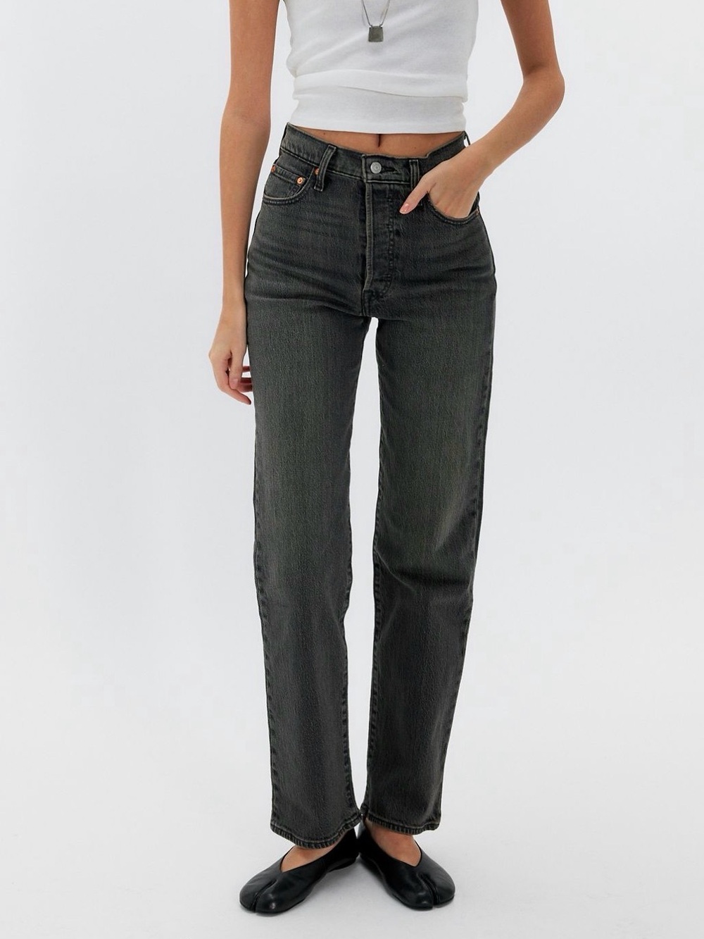 Levi’s Premium 501 Jeans Washed Grey / Black Button Fly